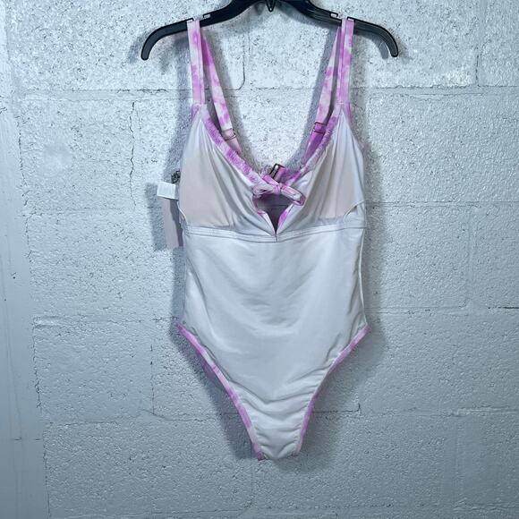 California Sunshine Juniors' Plus Size Tie-Dyed One-Piece Keyhole Swimsuit 0 - Picture 12 of 12